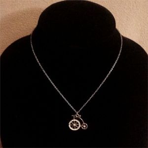 Gold Vintage Big Wheel Bike Necklace